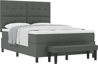 vidaXL Box Spring Bed with Mattress Dark Grey 140 x 200 cm Fabric vidaXL