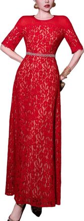Burryco Burryco Red Solid Maxi Dress