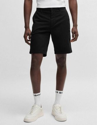 HUGO BOSS Mens BOSS Orange Mens Slim Fit Chino Shorts in Stretch Cotton Twill - Black 001 - Size: 32/38