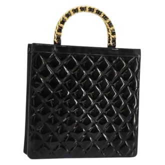 Chanel Pre-owned Handbags, female, Black, Size: ONE SIZE Pre-owned Vintage Patent Leather Tote Bag