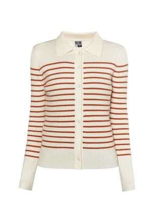 Dreimaster Dreimaster Vest Dames Wol Wit Oranje