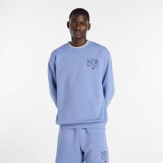 New Balance Uomo Reimagined Fleece Crew in Blu, Poly Fleece, Taglia 2XL