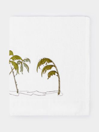 Loretta Caponi Palm Tree Hand-Embroidered Cotton Bath Towel