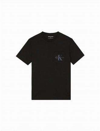 Calvin Klein Mens Garment Dyed Monogram Pocket Tee In Black