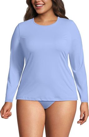 Lands End Crew Neck Long Sleeve Rash Guard UPF 50 Swim Tee in Soft Cloud Blue at Nordstrom, Size 3X