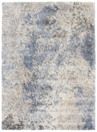 Tapiso Alfombra de sal&oacute;n azul crema gris shaggy 80 x 150 cm