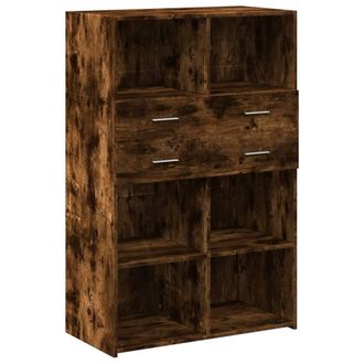 Berkfield Home Highboard Smoked Oak 80x42.5x124 cm Engineered Wood in Brown