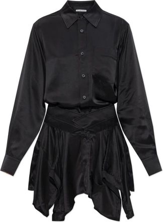 Alexander Wang Cut Off Double Shirt Dress - Dames - Shirt Kleedjes - Zwart - XS - Kleedjes
