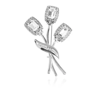 Dolce & Gabbana Accessoires, Heren, Grijs, ONE Size, Leer, Broche met glinsterende kristallen
