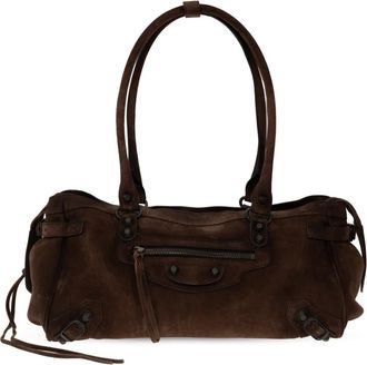 Balenciaga Tassen, Dames, Bruin, ONE Size, Su&egrave;de, Le City East West Bag