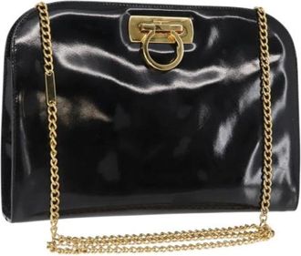 Ferragamo Pre-owned Cross Body Bags, female, Black, Size: ONE SIZE Pre-owned Coated Canvas Shoulder Bag