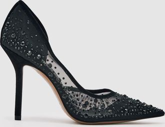 Reiss Black Crystal-embellished Mesh Court Shoes, X11