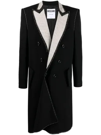 Moschino Cappotto doppiopetto con revers a contrasto - Nero
