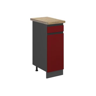 Vicco Mueble Bajo De Cocina R-line, Rojo, 30 Cm, Et Roble