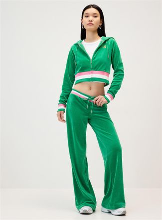 Juicy Couture Womens Shimmering logo velvet hooded sweatshirt