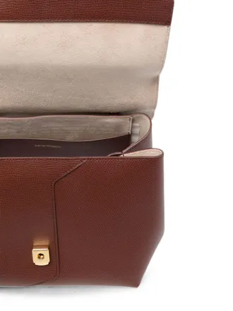 Emporio Armani Foldover Leather Top Handle Bag - Mauve-Brown