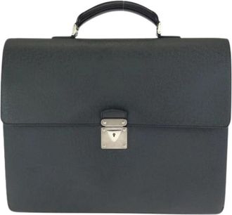 Louis Vuitton Pre-owned Taiga Leder Aktetas - Heren - Vintage Handtas - Zwart - ONE Size - Leer - Vintage