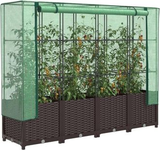 vidaXL Arriate Con Cubierta Invernadero Aspecto Rat&aacute;n 160x40x138 Cm Vidaxl