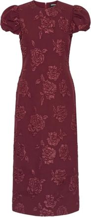 Rotate Jacquard Midi Jurk - Dames - Feestkleedjes - Rood - XS - Polyester - Kleedjes