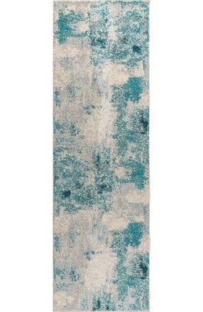Jonathan Y Designs Contemporary POP Modern Abstract Vintage Area Rug in Ivory-Blue at Nordstrom, Size 2Ft 0In X 8Ft 0In