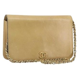 Chanel Pre-owned Vintage Schoudertas - Dames - Pre-owned - Beige - Maat: ONE Size Leer