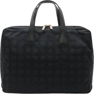 Chanel Pre-owned New Travel Line Nylon Jacquard Aktetas - Heren - Vintage Weekendtas - Zwart - ONE Size - Nylon - Vintage