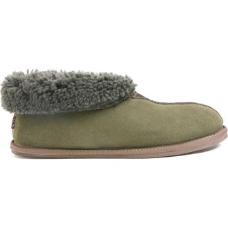 Celtic & Co. British Shearling Bootee Slippers in Black Olive at Nordstrom, Size 11