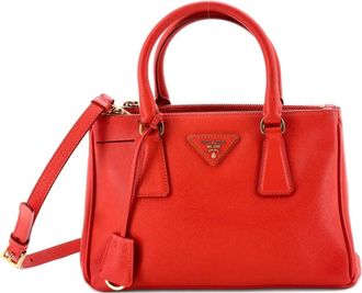 Prada Double Zip Lux Saffiano Leather Small tote bag - Rood
