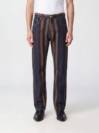 Versace Striped Straight-Leg Cotton Denim Jeans with Medusa Logo