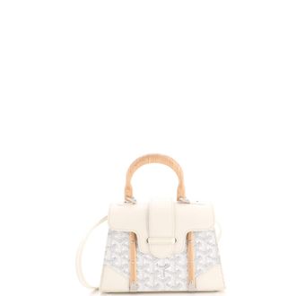 Goyard Structured Saigon Top Handle Bag Coated Canvas with Leather Mini