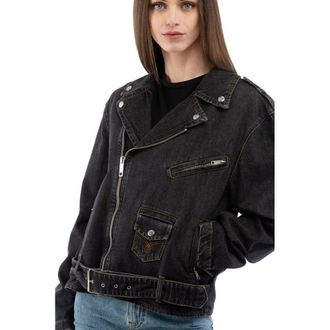 Moschino Womens Multicolor Cotton Denim Jacket Clothing