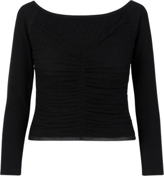 Twinset Round-neck Knitwear, female, Black, L, Black Jumper with Ruched Details