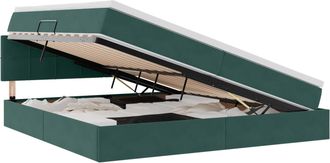 vidaXL Cama Con Almacenamiento Verde Oscuro 200 X 200 Cm Terciopelo Vidaxl