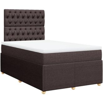 vidaXL Vidaxl - Cama Box Spring Con Colch&oacute;n Tela Marr&oacute;n Oscuro 120x200 Cm