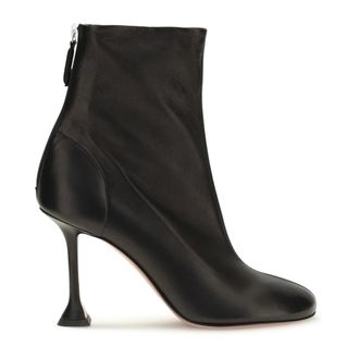 Amina Muaddi Iris Nappa Enkellaarsjes - Dames - Schoenen - Zwart - Maat: 39 EU Leer
