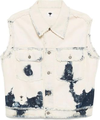 Dior Gilet denim con fantasia tie dye - Bianco