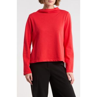 Eileen Fisher Funnel Neck Organic Cotton Top in Cherry at Nordstrom Rack, Size Xx-Small