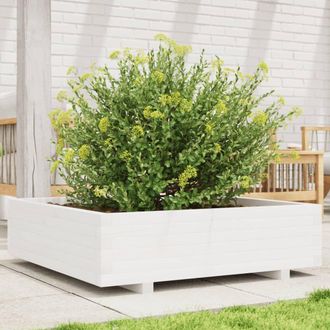 Berkfield Home Garden Planter White 90x90x26.5 cm Solid Wood Pine
