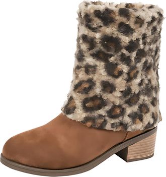 Generic Winter Boots for Women, Comfortable Short Leopard Fashion Boot Fluffy Boot Cuffs Covers for Christmas,Furry Costume Cute Cosplay