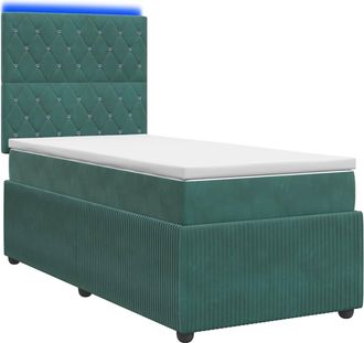 vidaXL Letto Box Spring Led Con Materasso Verde Scuro 90 X 200 Cm Vidaxl