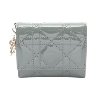 Dior Pre-owned Wallets, female, Green, Size: ONE SIZE Pre-owned Lady Dior Patent Leather Trifold Wallet
