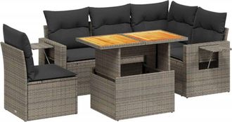 vidaXL Set De Muebles De Jard&iacute;n 6 Pzas Y Cojines Rat&aacute;n Sint&eacute;tico Gris Vidaxl