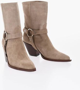 Sonora Suede Cowboy Ankle Boots ATOKA BELT 9cm Heel size 39