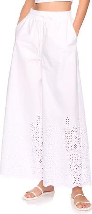 Susana Monaco Embroidered Cotton Eyelet Wide Leg Pants in Sugar at Nordstrom, Size X-Small