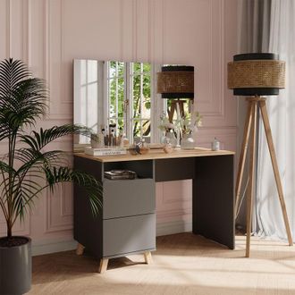 Vicco Tocador Karen, Antracita/artisan, 110 Cm Con Espejo, Vicco