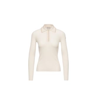 Moncler Moncler Wool Long Sleeve Polo Shirt, Women, Yellow, Size: Xs