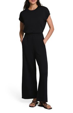 Spanx AirEssentials Cap Sleeve UPF 50+ Cinched Jumpsuit in Very Black at Nordstrom, Size 3 X