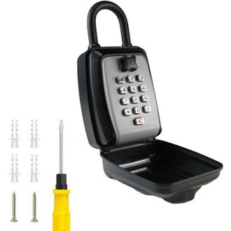 OEM Caja De Seguridad Para Llaves Grande Para Exteriores, Impermeable, Para Montaje En Pared, Con Cerradura De Combinaci&oacute;n De 12 D&iacute;gitos Y Gancho - Gris-c