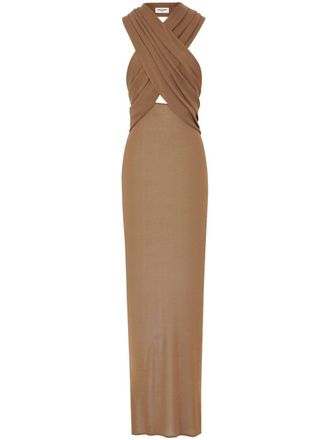 Saint Laurent hooded cut-out maxi dress - Brown