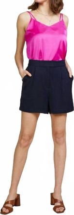 Skies Are Blue Clothing Sienna Eco-Friendly Tailored Shorts In Deep Navy